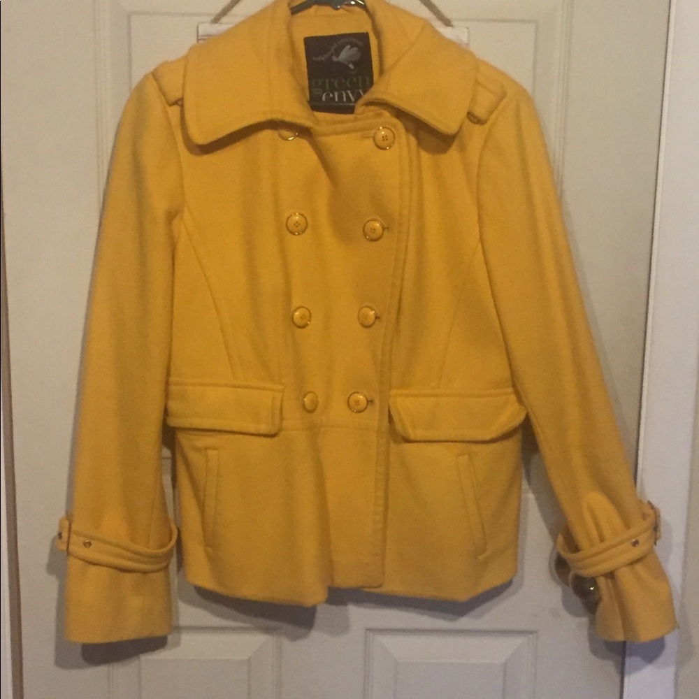 Yellow Enlightened Outerwear/Green Envy Peacoat WOOL Blend